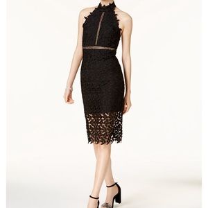 Bardot lace illusion dress